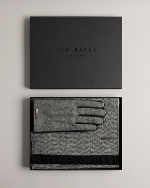 Gant Ted Baker Herringbone Scarf And Glove Set Noir Homme | PKG-28435899